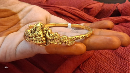 92.5 Silver Gold Plated Lakshmi Devi Kada | Stylish Traditional Design | Elegant Jewellery