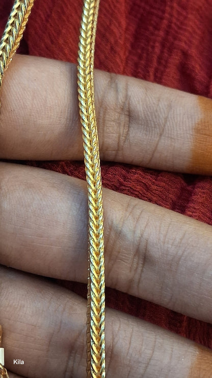 92.5 Silver Gold Plated Thaali Chain 22 Inches | Stylish Traditional Elegant Design | Jewellery
