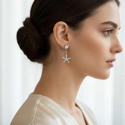 92.5 Silver Star Earrings | Stylish Trendy Design | Elegant Jewellery