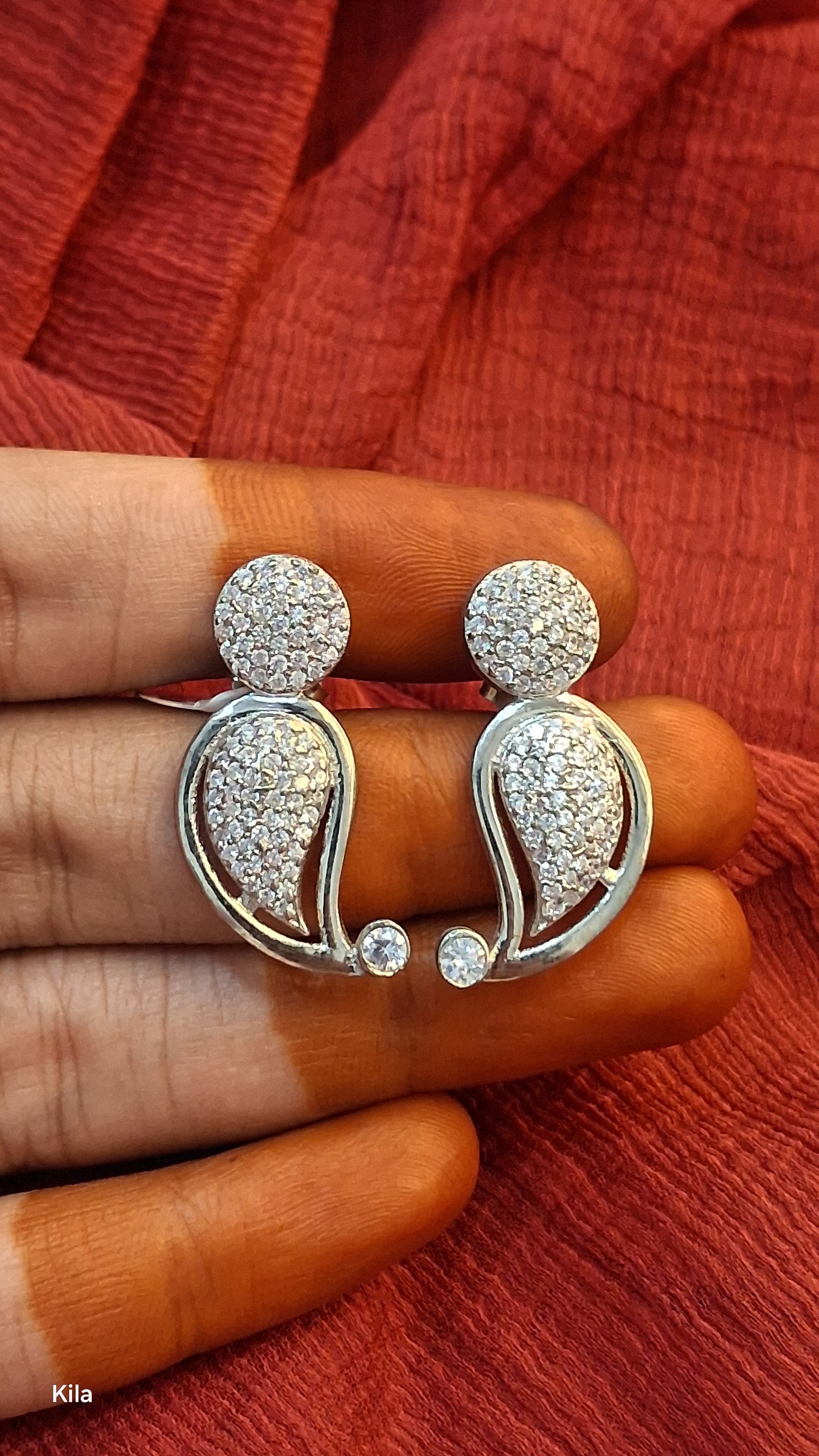 92.5 Silver White Stone Earrings | Stylish Elegant Design
