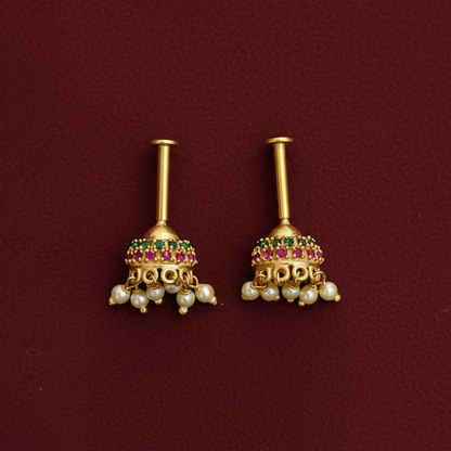 92.5 Silver Multicolor Jhumki Bugadi for Women | Traditional Ear Cuff Design | Ethnic Jewellery