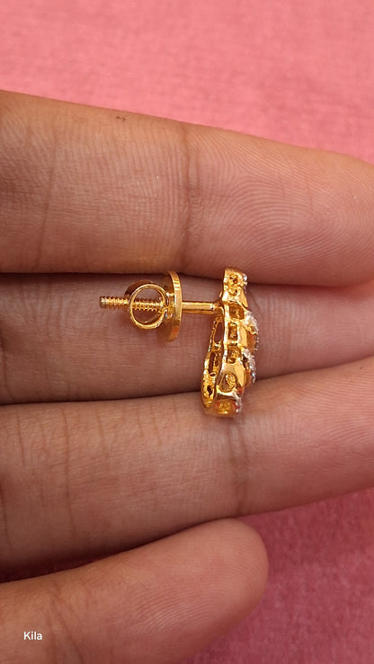 92.5 Silver Gold Plated Earrings | Stylish Modern Design | Elegant Jewellery