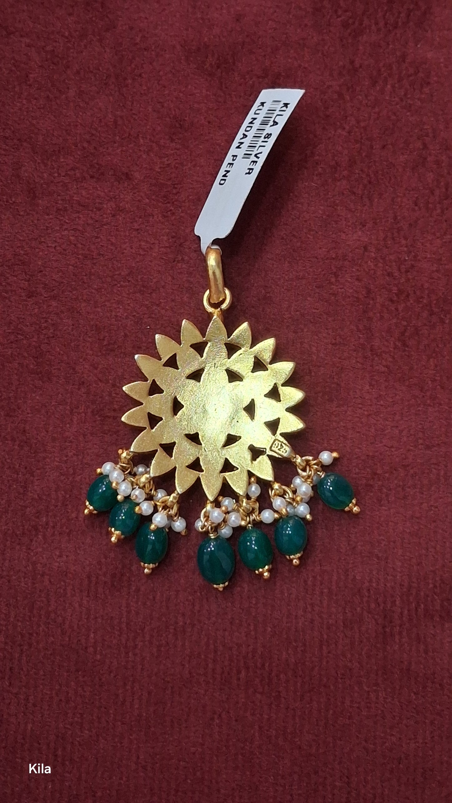 92.5 Silver Gold Plated Flower Kundan Pendant | Stylish Floral Design | Elegant Jewellery