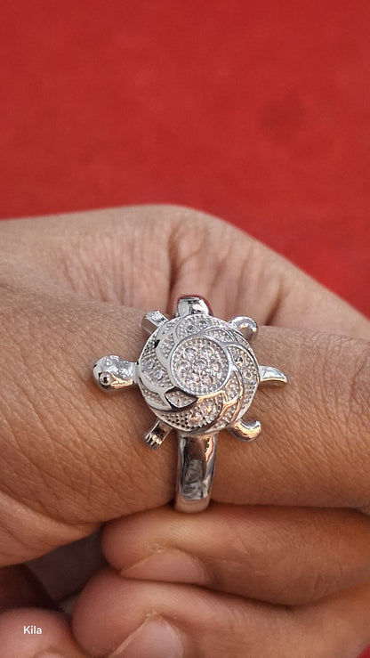 92.5 Silver Lucky Tortoise Ring | Wealth & Stability Design | Stylish Jewellery