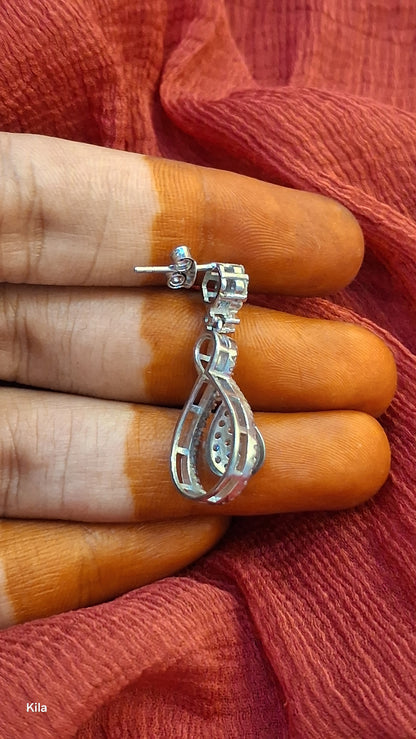 92.5 Silver White Stone Earrings | Stylish Elegant Design | Jewellery