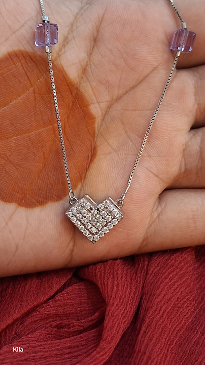 925 Silver Premium Chain 18 Inches with Magnet Heart | Stylish Romantic Design | Jewellery