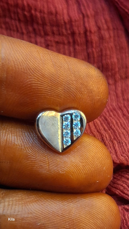 92.5 Silver Rose Gold Plated Heart Studs | Stylish Romantic Design