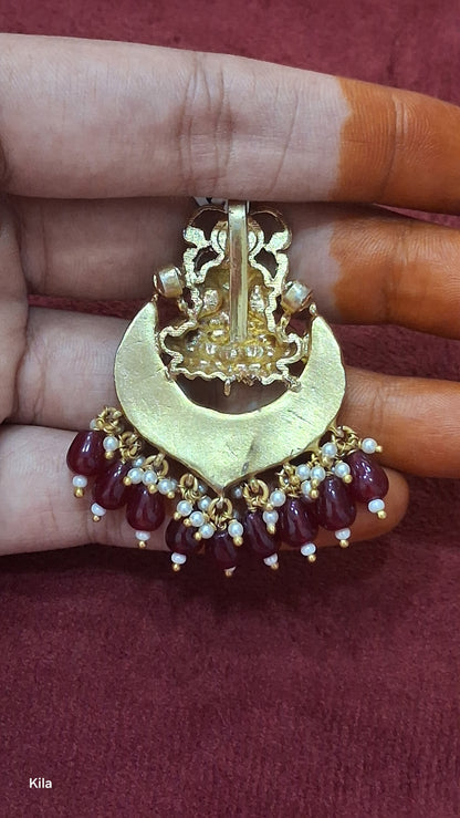 92.5 Silver Gold Plated Lakshmi Devi Kundan Pendant | Stylish Divine Design | Elegant Jewellery