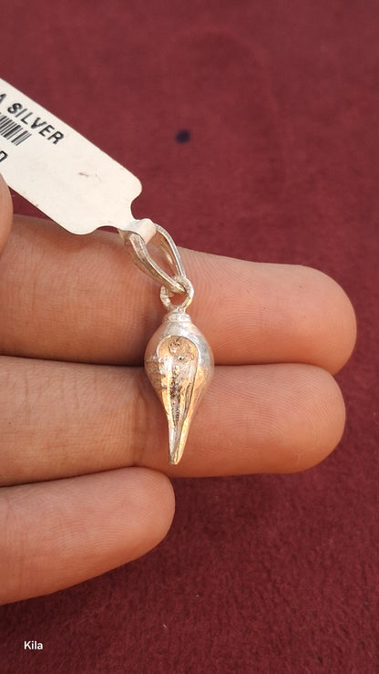 92.5 Silver Shankh Pendant | Traditional Spiritual Design | Elegant Jewellery