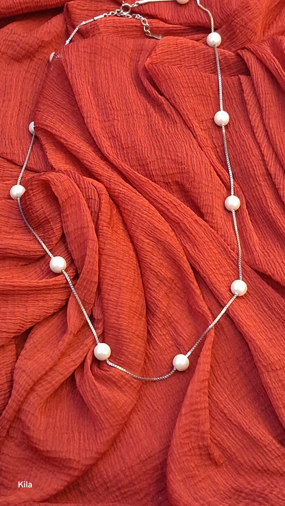 925 Silver Pearl Chain 18 Inches | Stylish Elegant Design | Jewellery