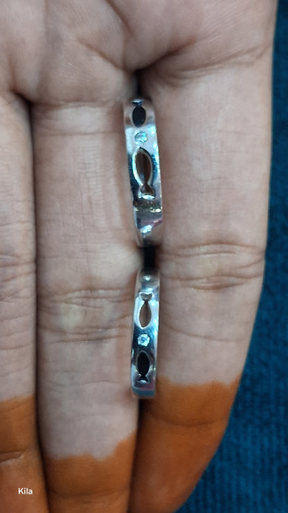 92.5 Silver Couple Rings (Men Size 19 | Women Size 13) | Stylish Matching Design | Elegant Jewellery