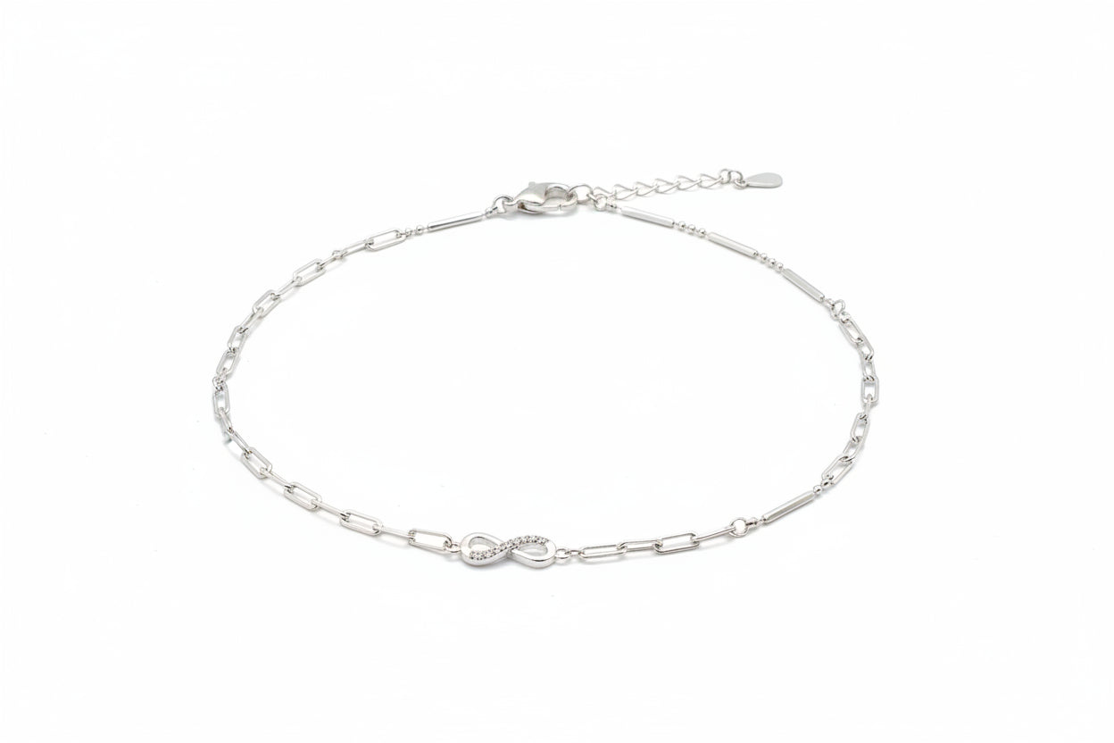 92.5 Silver Infinity Anklets | Stylish Eternal Design | Elegant Jewellery
