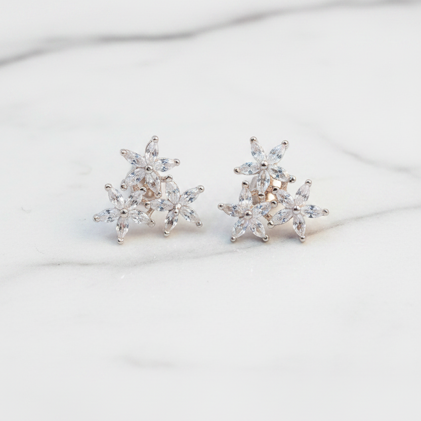 92.5 Silver Rose Gold Plated Star Studs | Stylish Trendy Design | Elegant Jewellery