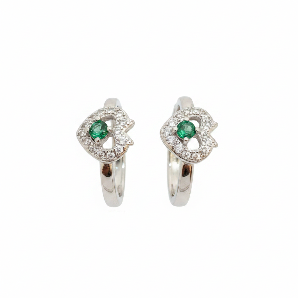 92.5 Silver Heart Green Stone Toe Rings | Premium Stylish Finish | Jewellery