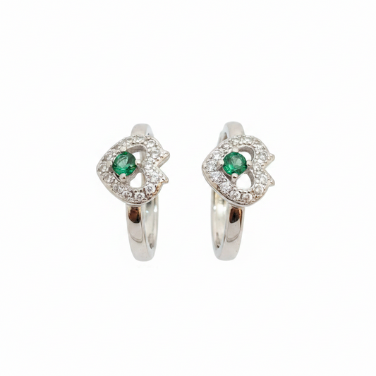 92.5 Silver Heart Green Stone Toe Rings | Premium Stylish Finish | Jewellery