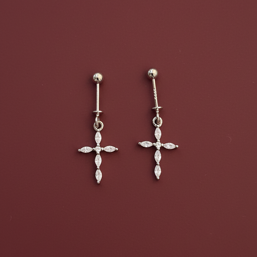 92.5 Silver Cross Design Bugadi – Elegant Minimal Style Jewellery
