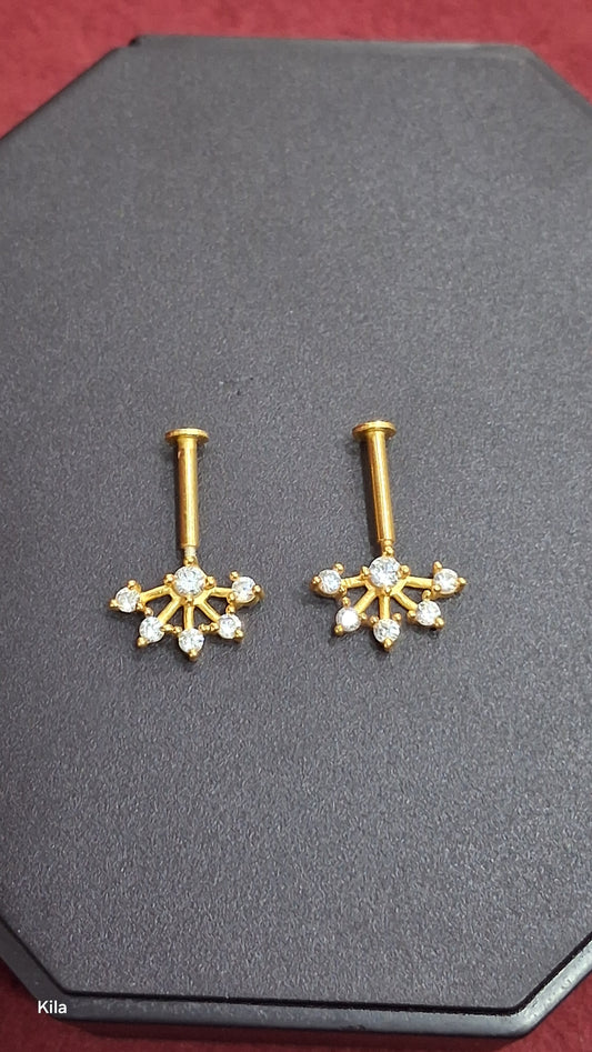 92.5 Silver Temple Bugadi Flat Head for Women | Traditional Ear Cuff Design | Ethnic Jewellery
