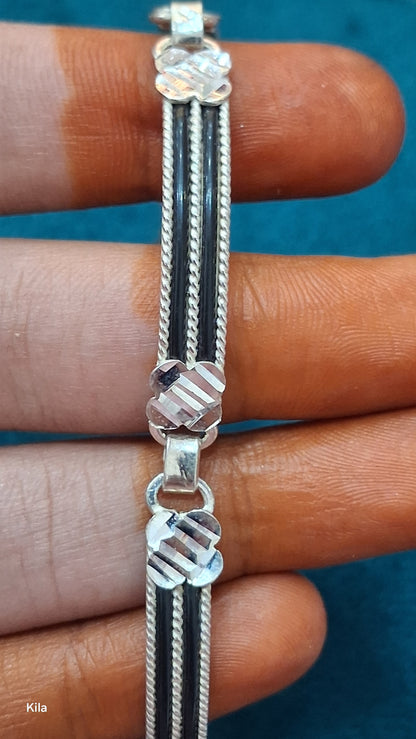 92.5 Silver Elephant Hair Bracelet 7 Inches | Stylish Traditional Design | Elegant Jewellery