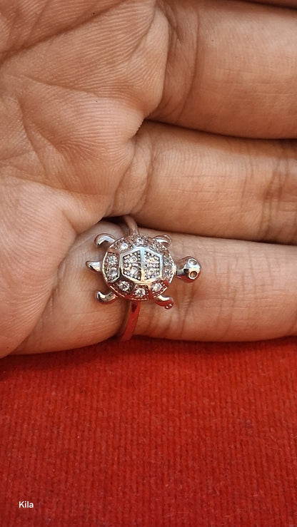 92.5 Silver Lucky Tortoise Ring | Wealth & Stability Symbol | Stylish Jewellery