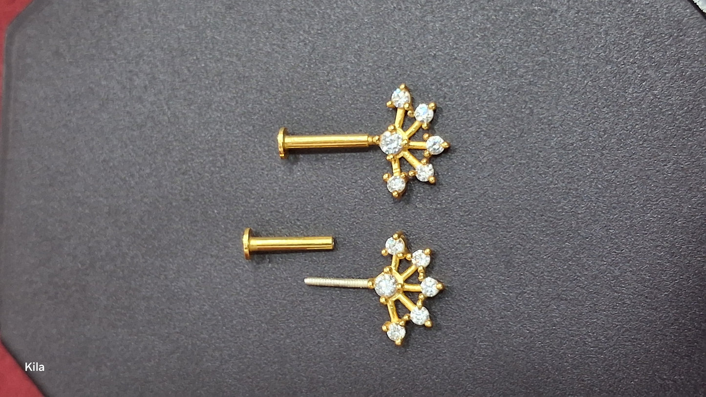 92.5 Silver Temple Bugadi Flat Head for Women | Traditional Ear Cuff Design | Ethnic Jewellery