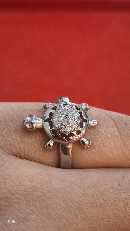 92.5 Silver Minimal Tortoise Symbol Ring | Clean Design | Everyday Jewellery