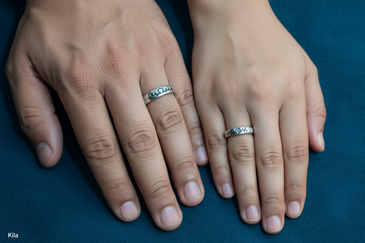 92.5 Silver Couple Rings (Men Size 19 | Women Size 8) | Stylish Elegant Design | Jewellery