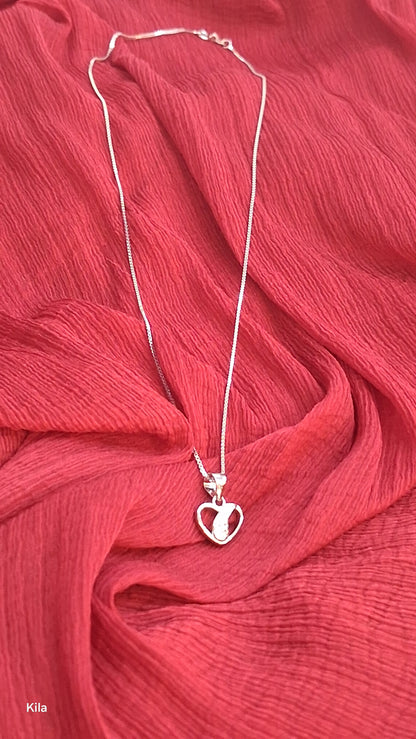 925 Silver Premium Heart Shape Chain 18 Inches | Stylish Romantic Design | Jewellery