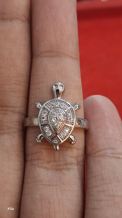 92.5 Silver Traditional Tortoise Ring | Classic Good Luck Design | Jewellery