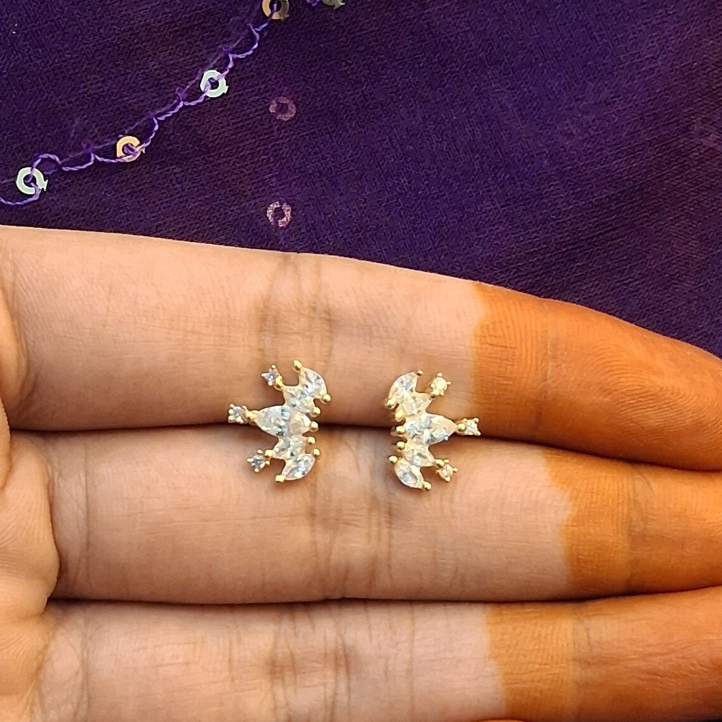 92.5 Silver Gold Plated Second Studs | Stylish Minimal Design | Elegant Jewellery