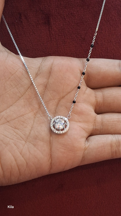 92.5 Silver Black Beads Chain 18 Inches | Minimal Stylish Design | Jewellery
