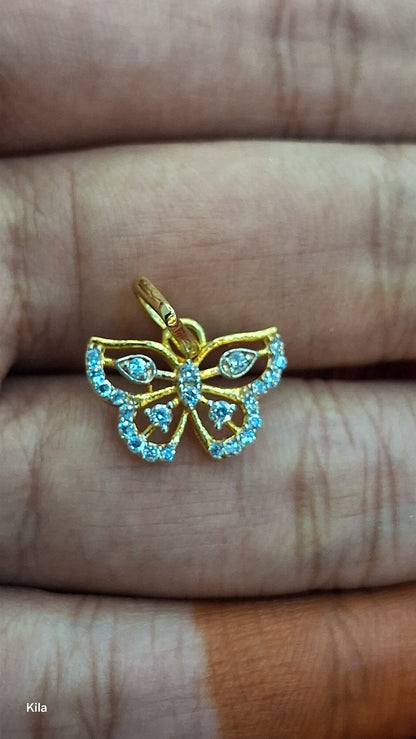 92.5 Silver Gold Plated Butterfly Pendant Set | Stylish Elegant Design | Premium Jewellery