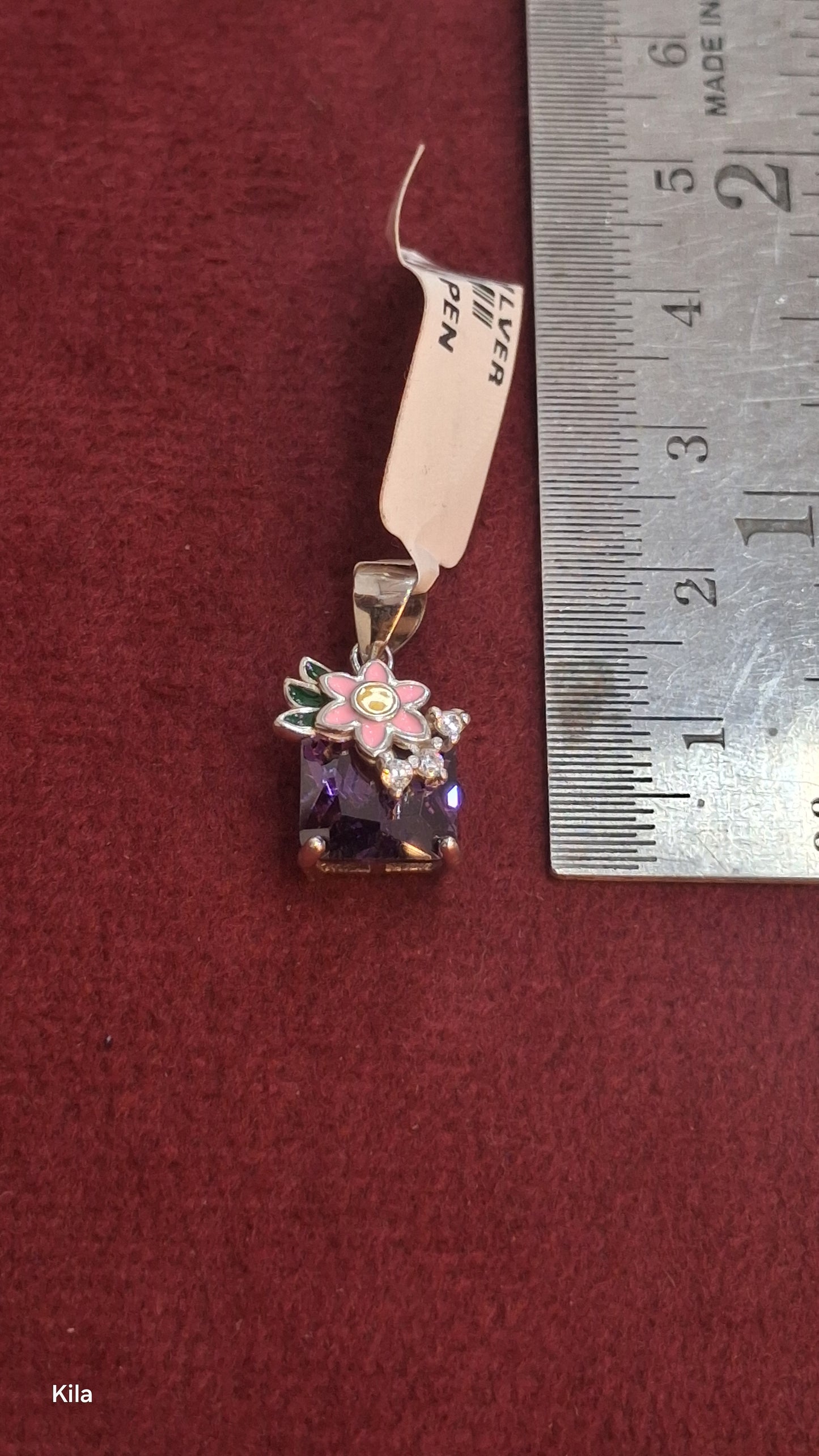 92.5 Silver Purple Stone Pendant | Stylish Vibrant Design | Elegant Jewellery