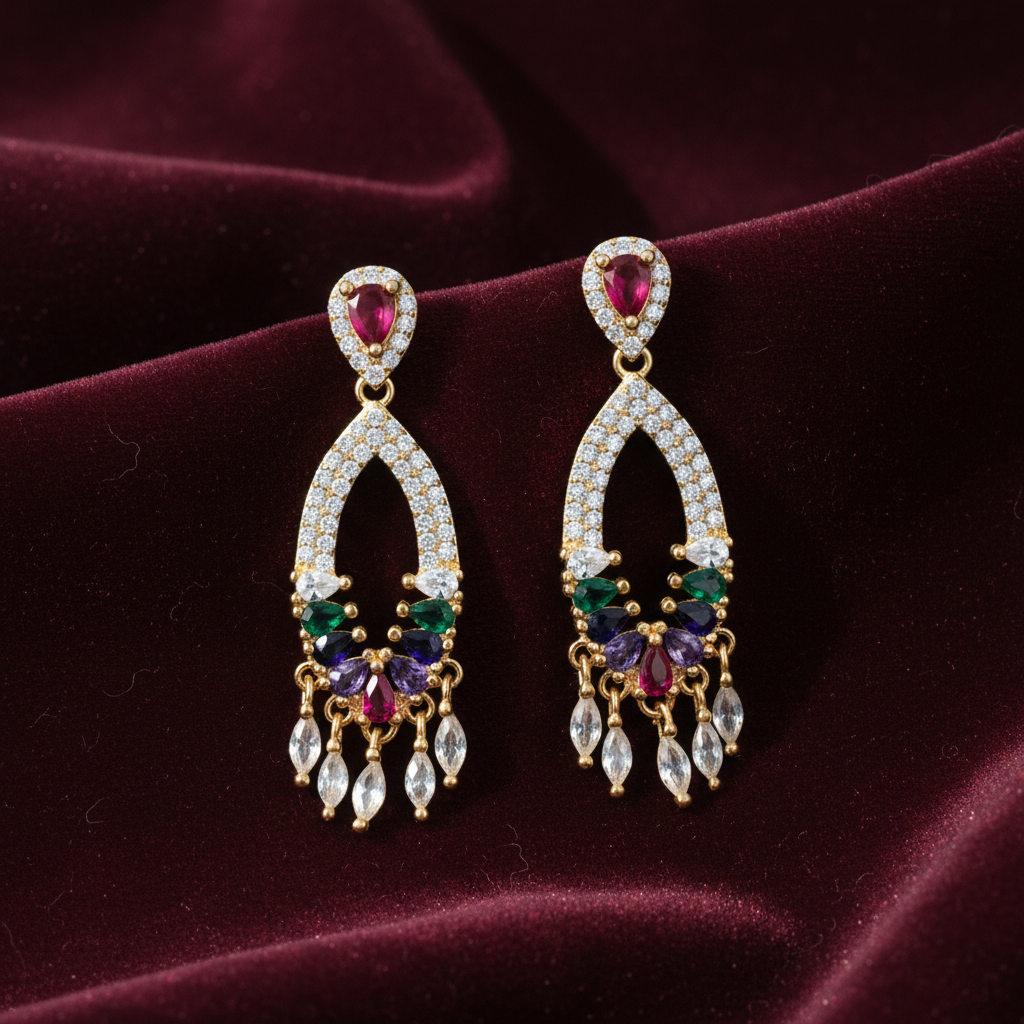 92.5 Silver Rose Gold Plated Earrings | Stylish Elegant Design | Premium Jewellery