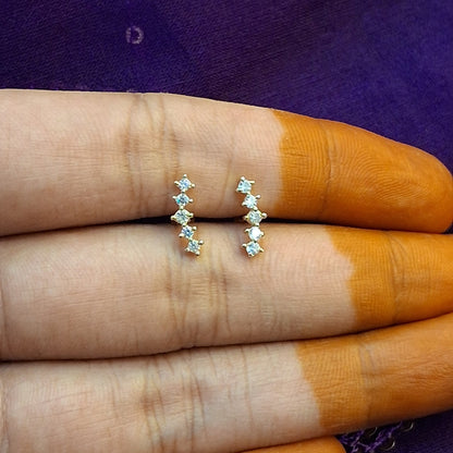 92.5 Silver Gold Plated Second Studs | Stylish Minimal Design | Elegant Jewellery