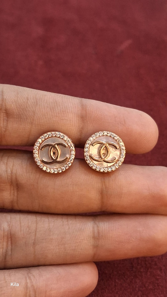 92.5 Silver Rose Gold Studs | Classic Elegant Finish | Stylish Jewellery