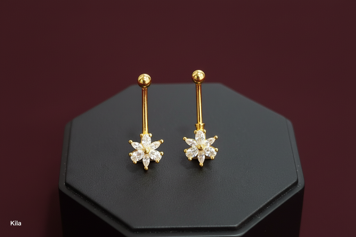 92.5 Silver Flower Gold Plated Bugadi | Stylish Floral Design | Elegant Jewellery