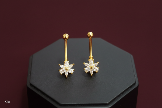 92.5 Silver Flower Gold Plated Bugadi | Stylish Floral Design | Elegant Jewellery