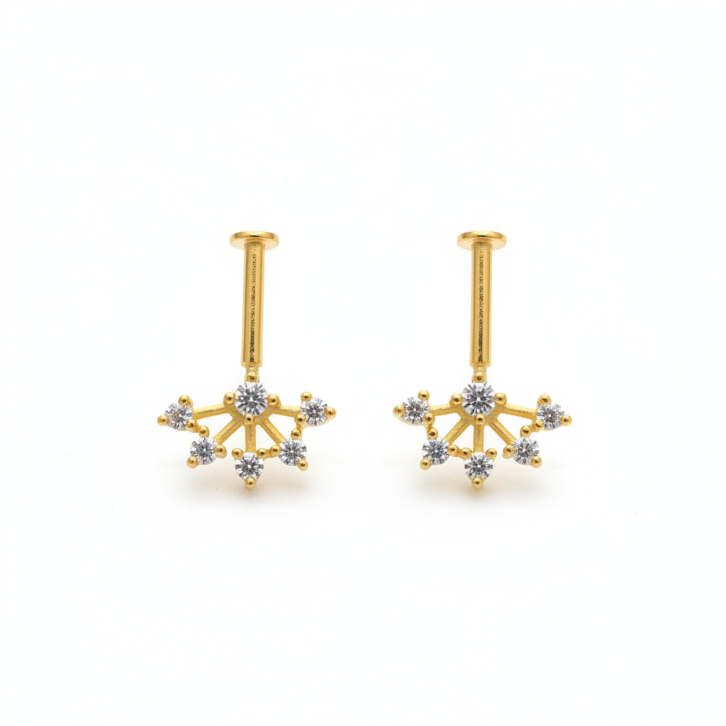 92.5 Silver Temple Bugadi Flat Head for Women | Traditional Ear Cuff Design | Ethnic Jewellery