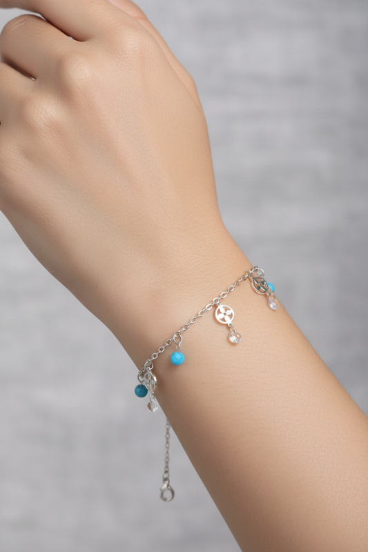 92.5 Silver Charm Bracelet | Stylish Premium Finish | Elegant Jewellery