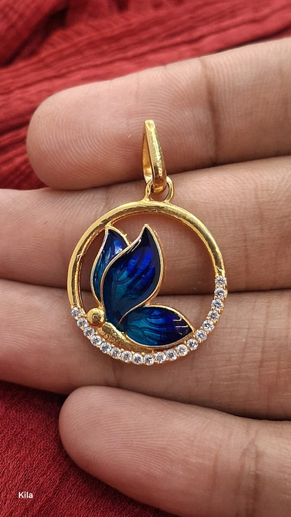 925 Silver Gold Plated Butterfly Pendant Set | Stylish Elegant Design | Jewellery Set