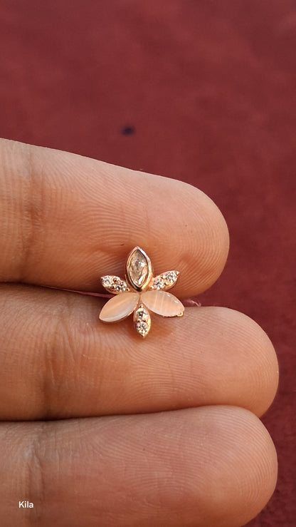 92.5 Silver Rose Gold Flower Studs | Premium Elegant Design | Stylish Jewellery