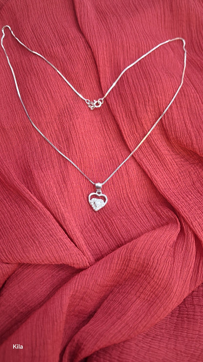 925 Silver Premium Heart Shape Chain 18 Inches | Stylish Polished Design | Elegant Jewellery