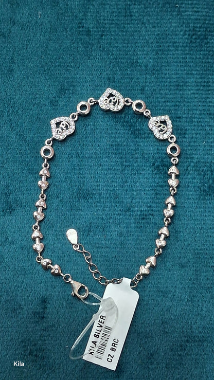 92.5 Silver Heart Bracelet | Stylish Romantic Design | Elegant Jewellery