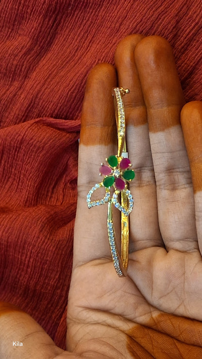92.5 Silver Gold Plated Kada | Stylish Classic Design | Elegant Jewellery