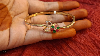 92.5 Silver Gold Plated Kada | Stylish Classic Design | Elegant Jewellery
