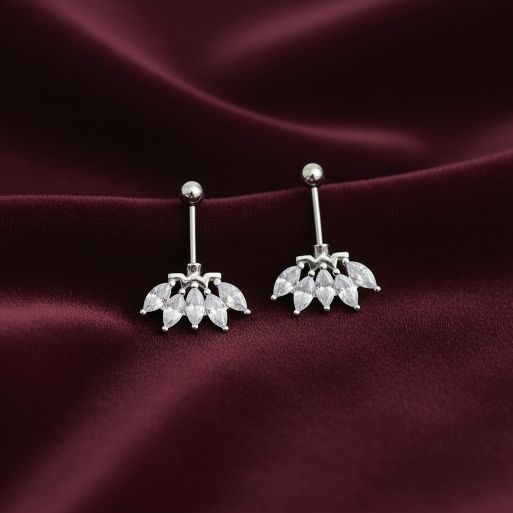 92.5 Silver Five Leaf Bugadi | Stylish Nature Design | Elegant Jewellery pair