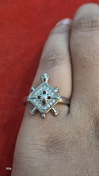 92.5 Silver Tortoise Ring for Women | Protective Symbol Design | Elegant Jewellery
