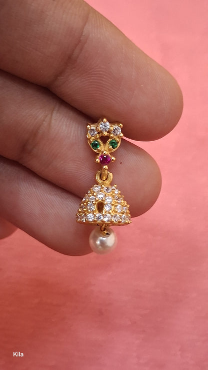 92.5 Silver Gold Plated Jhumki Earrings | Traditional Elegant Design | Jewellery