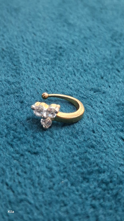 92.5 Silver Gold Plated Nose Pin | Stylish Minimal Design | Elegant Jewellery