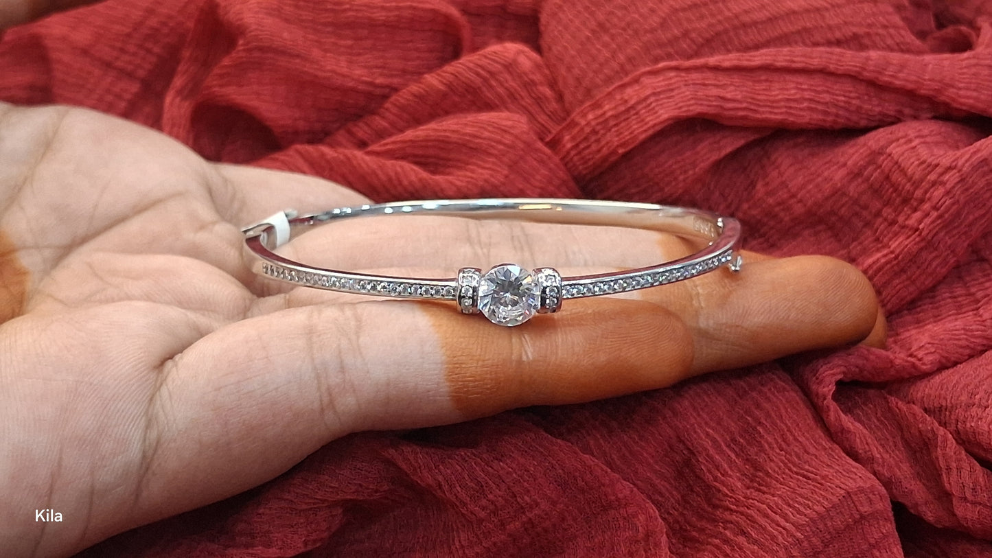 92.5 Silver Minimal White Stone Bracelet | Stylish Elegant Design | Premium Jewellery